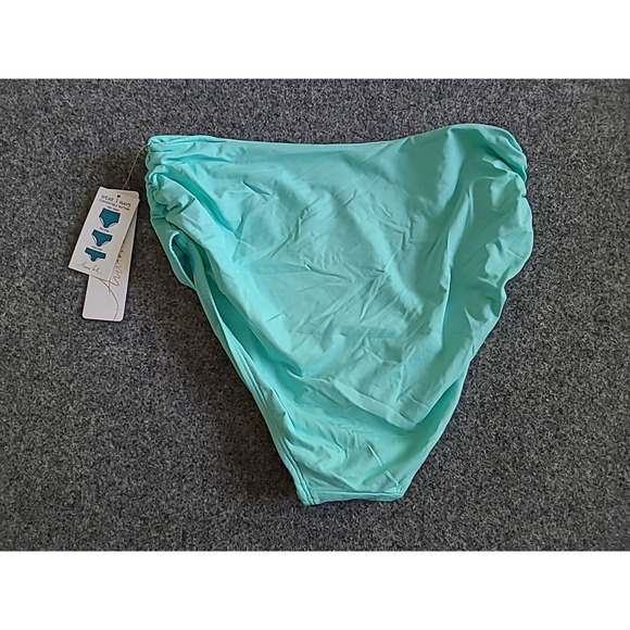 Anne Cole High Waist Bikini Bottom Convertible Swim Brief 3 Way Small Green NWT - Picture 4 of 5